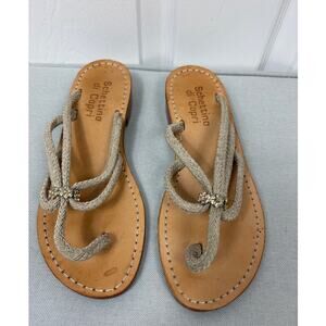 Schettino Di Capri Women's Sandals Size 36 Handmade Italian Leather Flat Braided